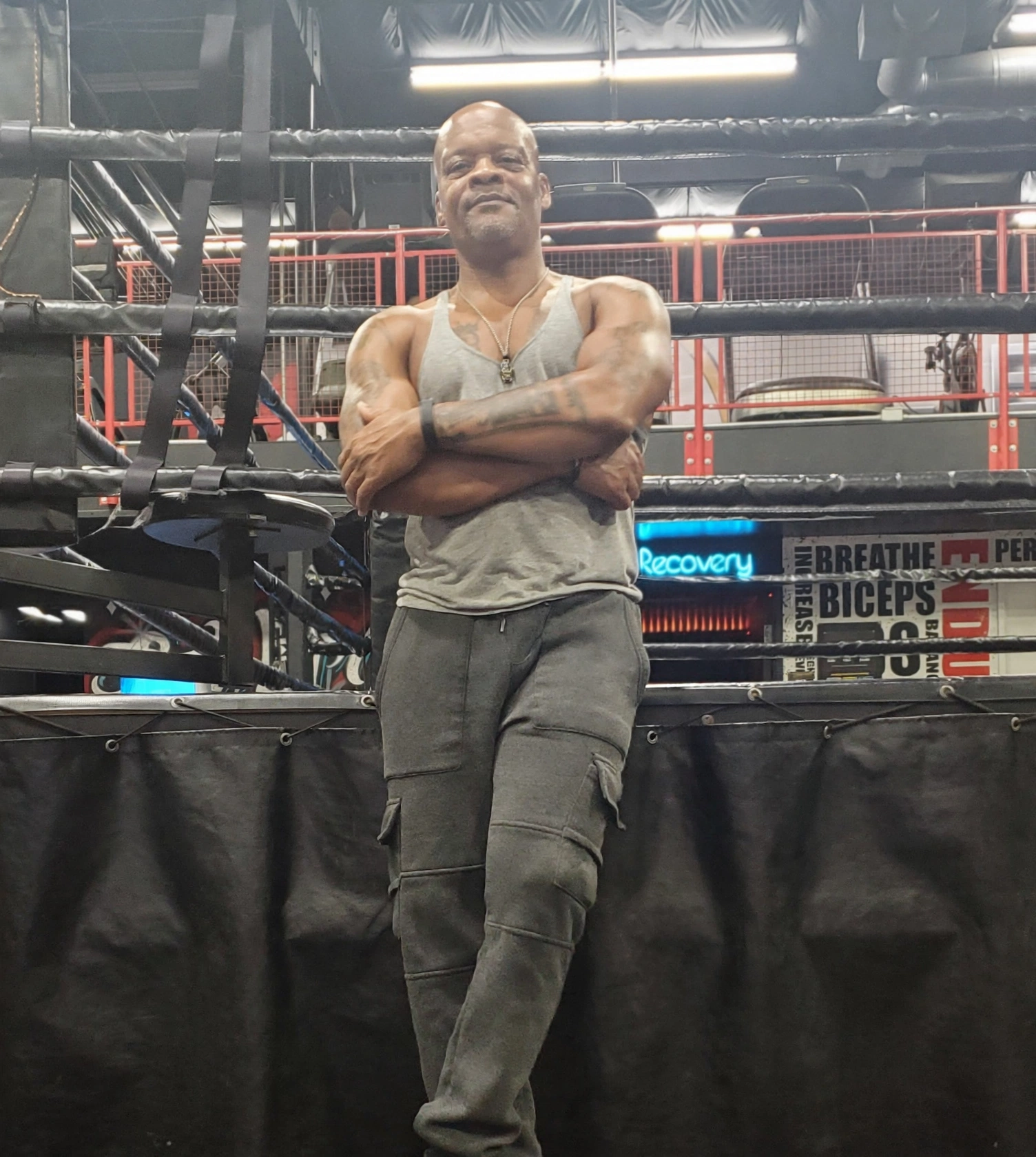 Coach Bizz in the boxing ring at Legacy Performance Institute