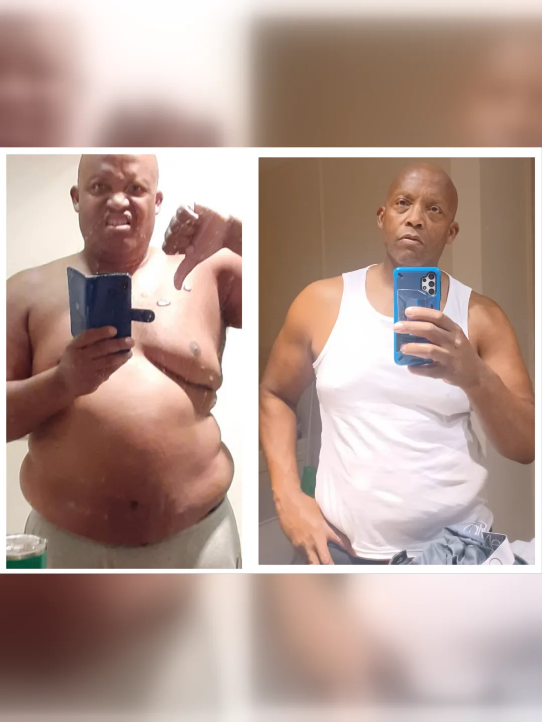 Edward before and after — the transformation that built the BizzFit name